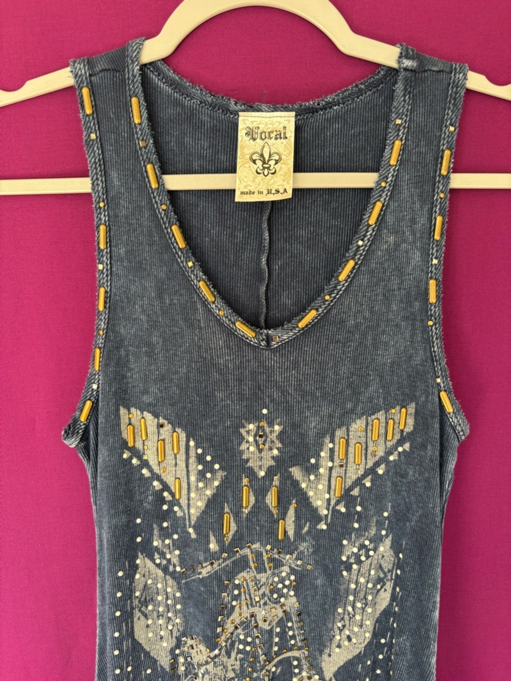 Vocal Y2K Studded Motorcycle Tank Dress Blue Asymmetrical Hem Small - Picture 7 of 8